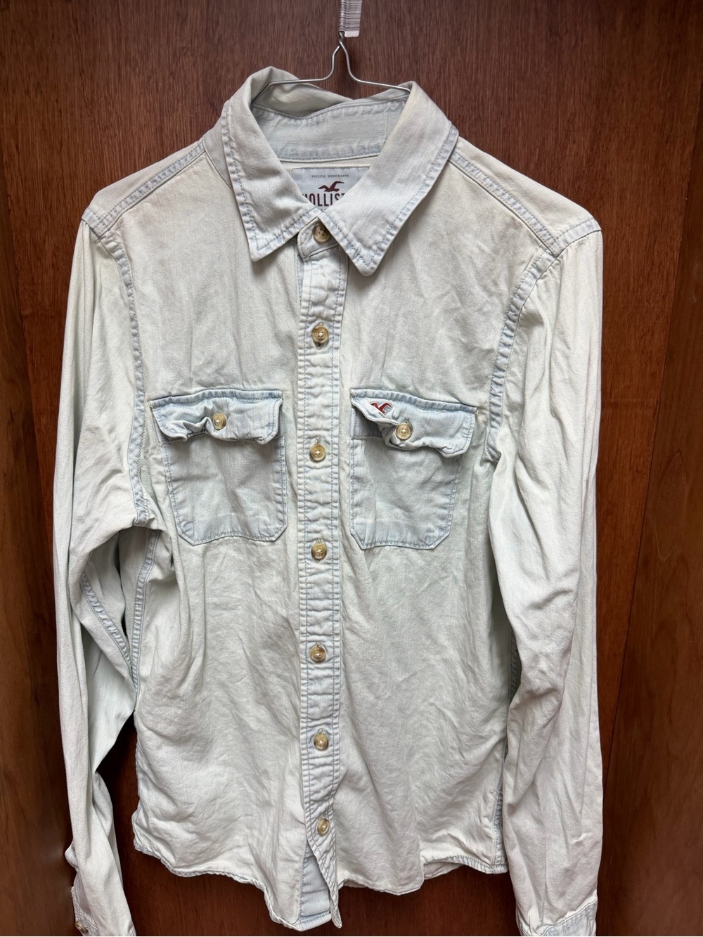 Hollister Light Denim Button-Up Shirt